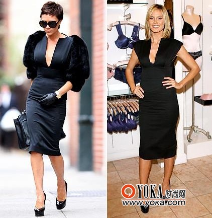 左边:Victoria Beckham 右边:Heidi Klum