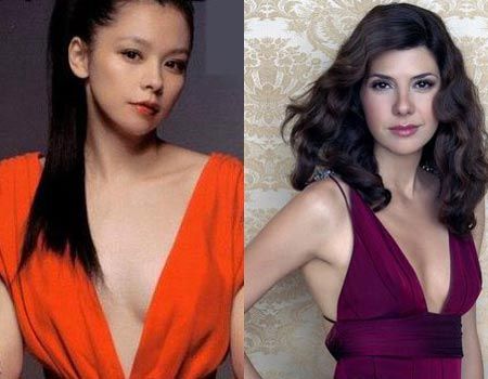 中外女星美胸比拼