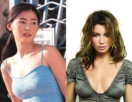 中外女星美胸比拼