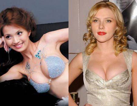 中外女星美胸比拼