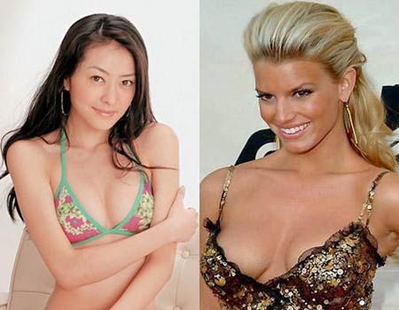 中外女星美胸比拼