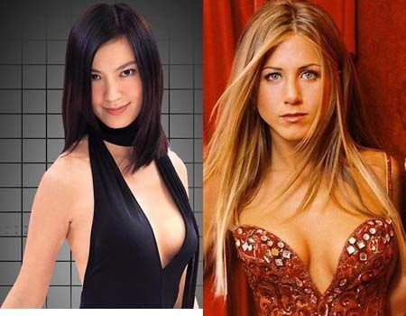 中外女星美胸比拼