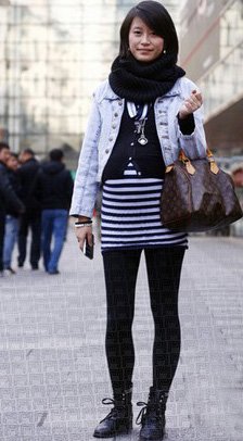 20款开襟毛衣 <wbr>应对三地温差 短款上装搭配横条长衫让整体比例更优