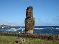 Solitary Moai Beside Pacific Ocean