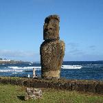 Solitary Moai Beside Pacific Ocean